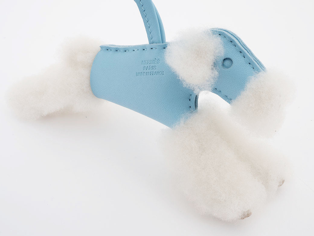 HERMES（エルメス） バディ チャーム 犬 ブルー系 レザーxウール