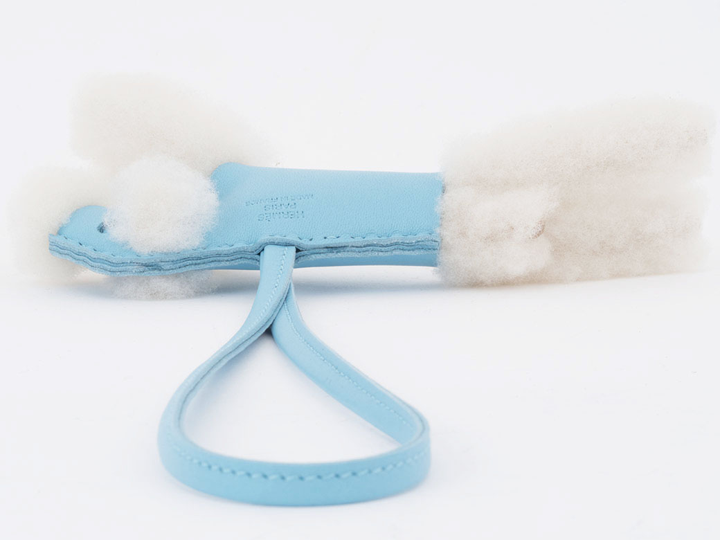HERMES（エルメス） バディ チャーム 犬 ブルー系 レザーxウール