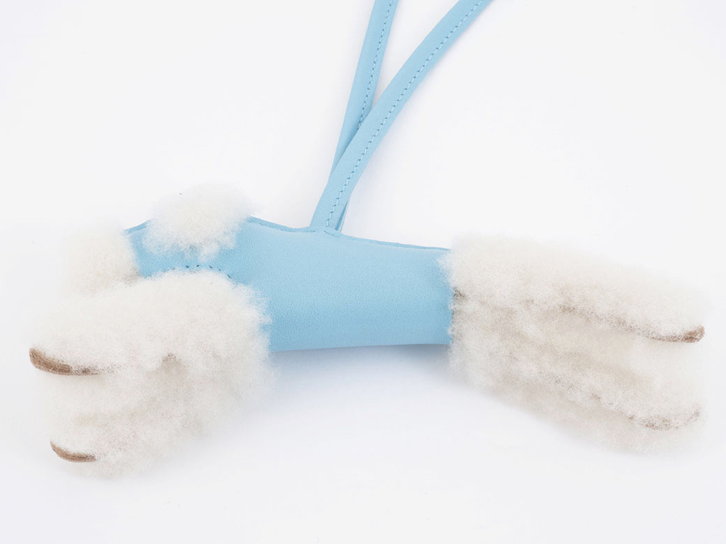 HERMES（エルメス） バディ チャーム 犬 ブルー系 レザーxウール