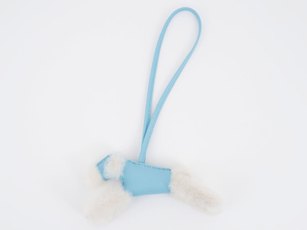 HERMES（エルメス） バディ チャーム 犬 ブルー系 レザーxウール