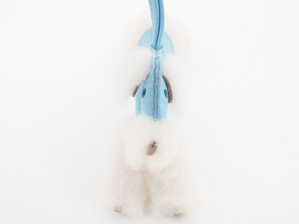HERMES（エルメス） バディ チャーム 犬 ブルー系 レザーxウール