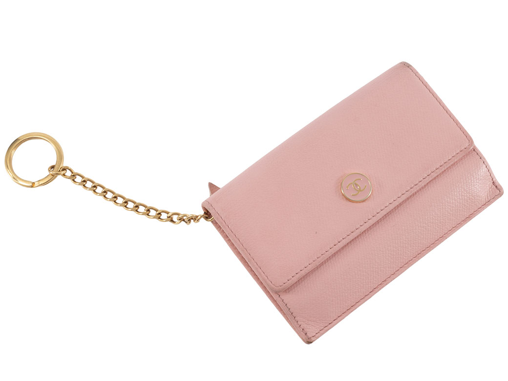 CHANEL コインケース　キーリング付 シャネルカメリア キーリング付き 小銭入れ 黒 レディース