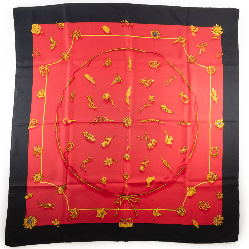 HERMES（エルメス） スカーフ カレ90 クリップ Clips シルク レッド