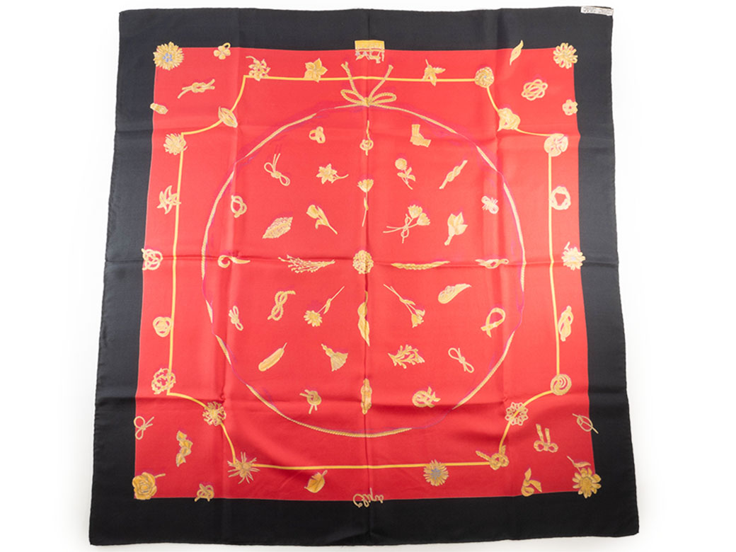 HERMES（エルメス） スカーフ カレ90 クリップ Clips シルク レッド