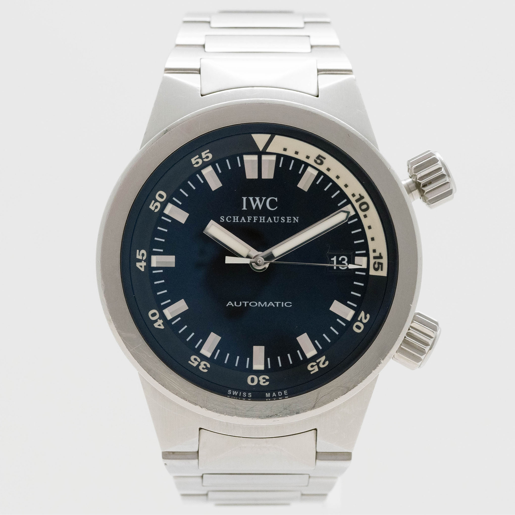 IWCシャフハウゼン アクアタイマー 腕時計 IW354805 42mm メンズ シルバーxネイビー ...