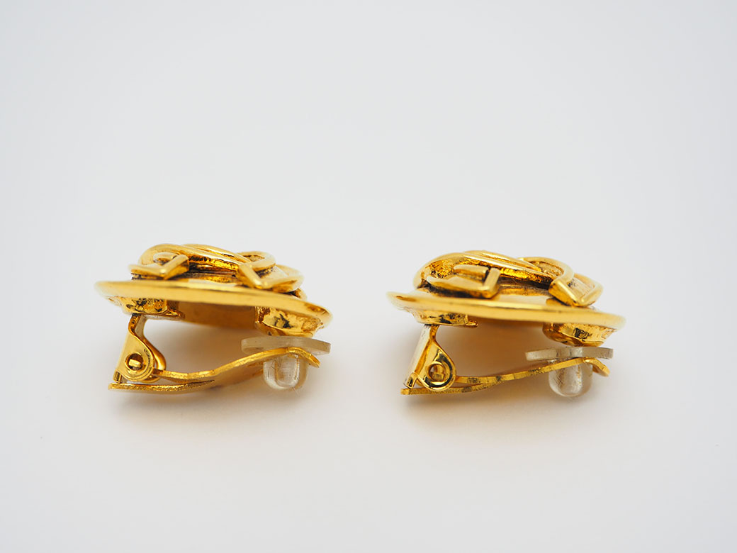 CHANEL シャネル ヴィンテージ ラウンド ココ イヤリング ゴールド  