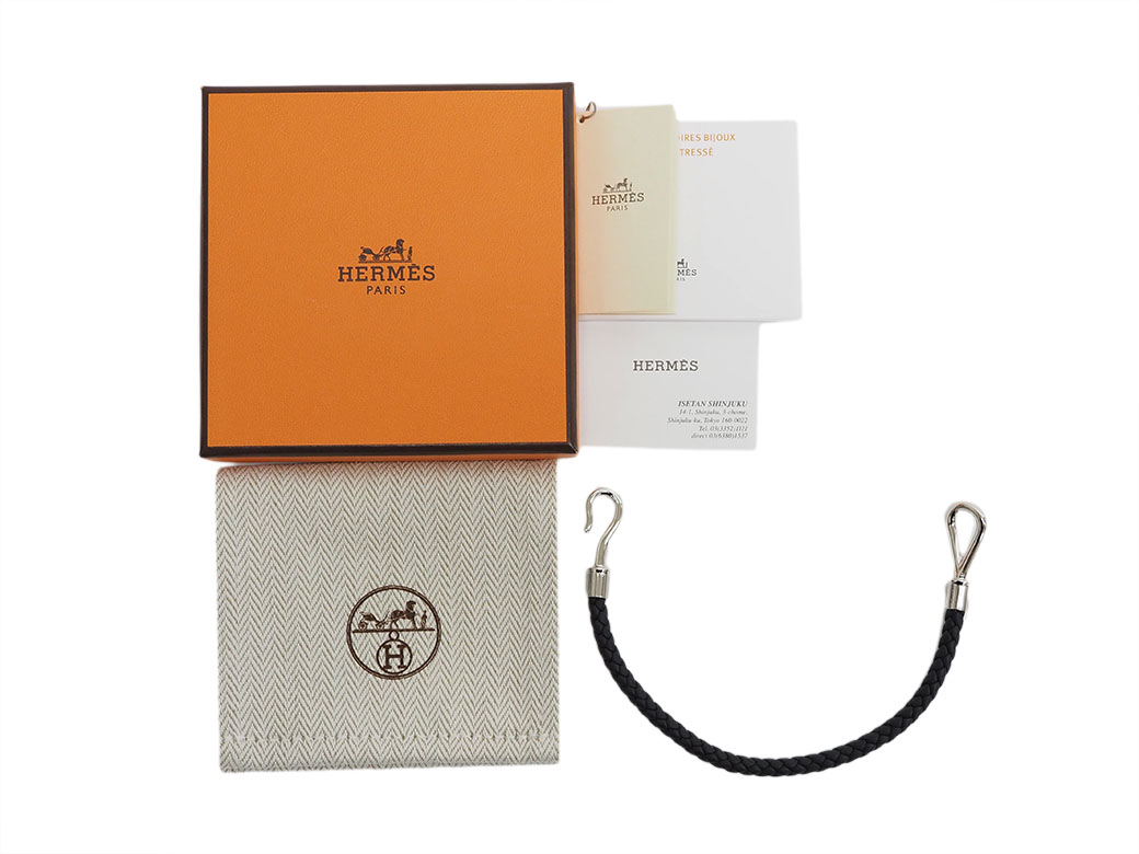 エルメス レザーブレスレット ジャンボH 黒 シルバー金具 H077241F サイズT4 メンズ HERMES 未使用 中古