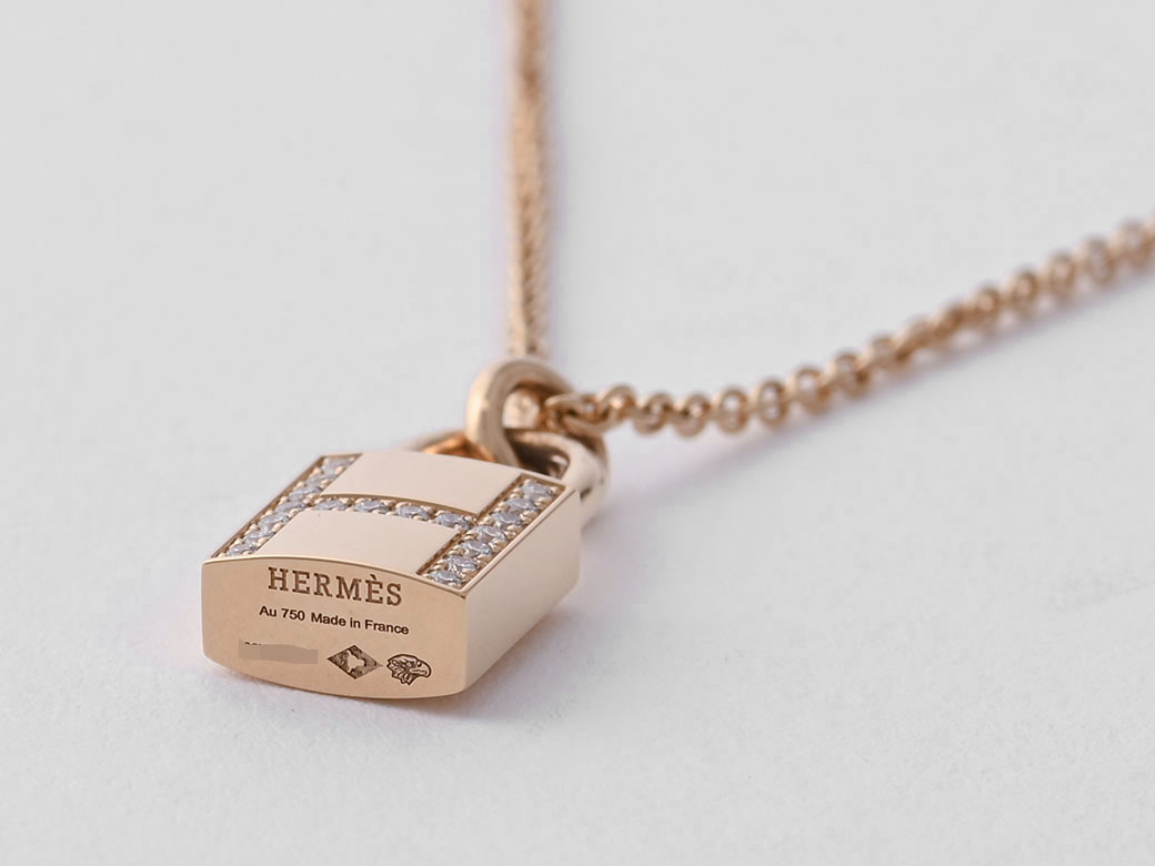 エルメス ペンダント アミュレット カデナ ピンクゴールドxダイヤモンド ネックレス ケリー レディース K18PG HERMES 未使用 中古｜brandshop-uprise｜04