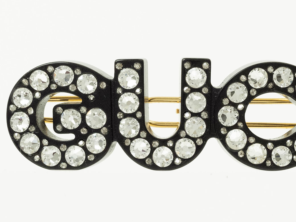 GUCCI（グッチ） クリスタル ヘアクリップ ヘアバレッタ ブラック