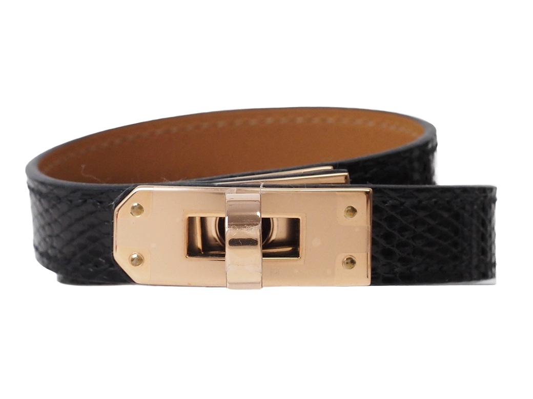 HERMES エルメス ケリーバングル ブレスレット リザード ブラック i4 HERMES エルメス ケリーバングル ブレスレット リザード
