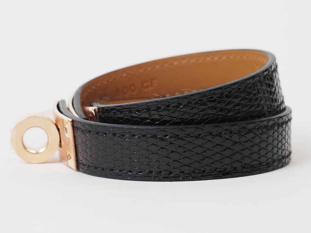 エルメス レザーブレスレット ケリー ドゥブルトゥール