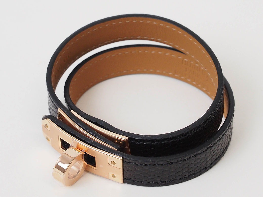 エルメス レザーブレスレット ケリー ドゥブルトゥール