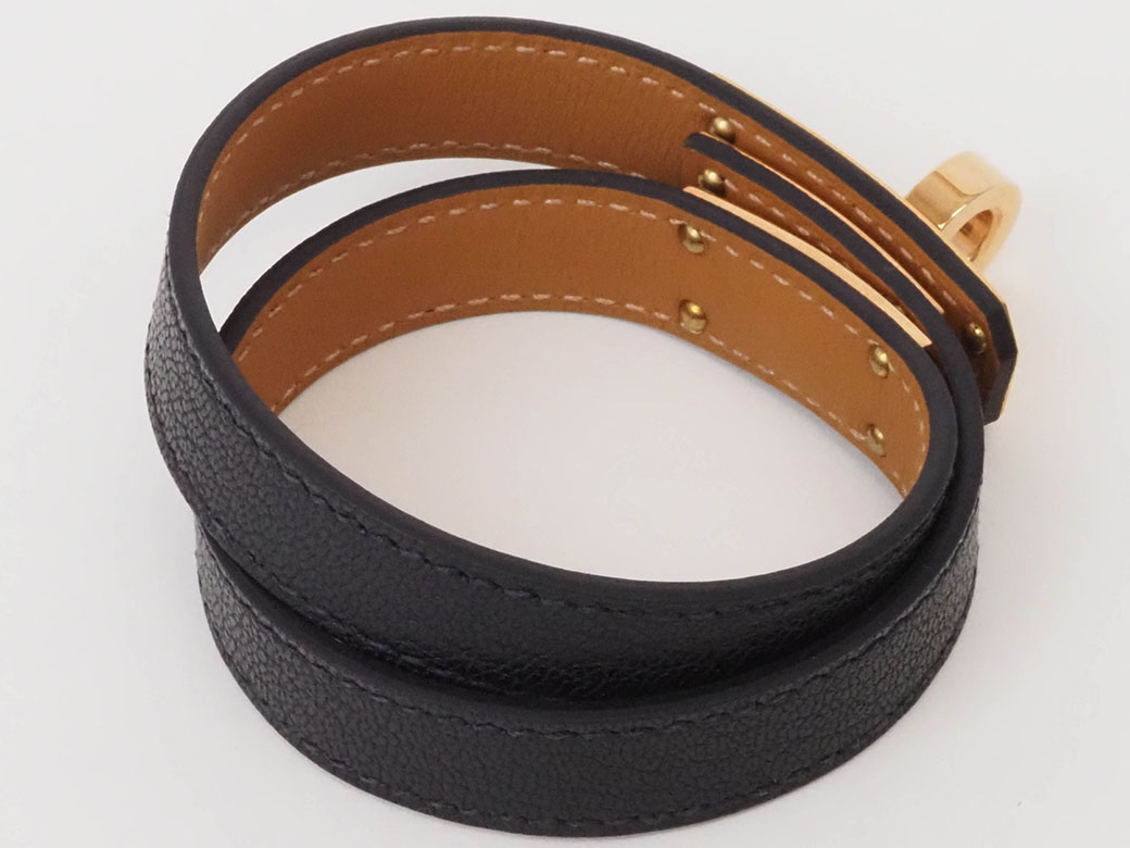 エルメス レザーブレスレット ケリー ドゥブルトゥール 黒