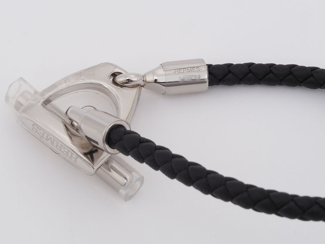 【超美品】エルメス エトリエ レザー ブレスレット 黒 ゴールド HERMES エルメス エトリエ ドゥブルトゥール ブレスレット ブラック 黒