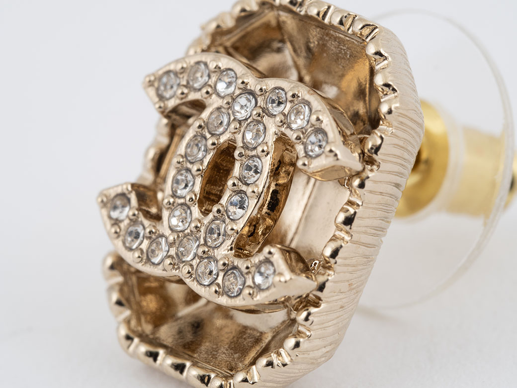 CHANEL（シャネル） ラインストーン ココ ピアス ゴールド 金属xライン