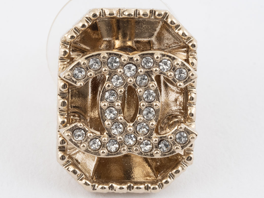 CHANEL（シャネル） ラインストーン ココ ピアス ゴールド 金属xライン