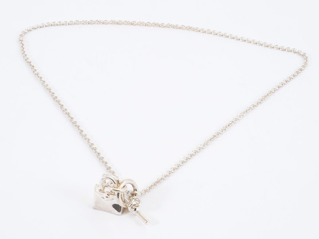 シルバー ミニバッグチャーム ネックレス エルメスバーキン