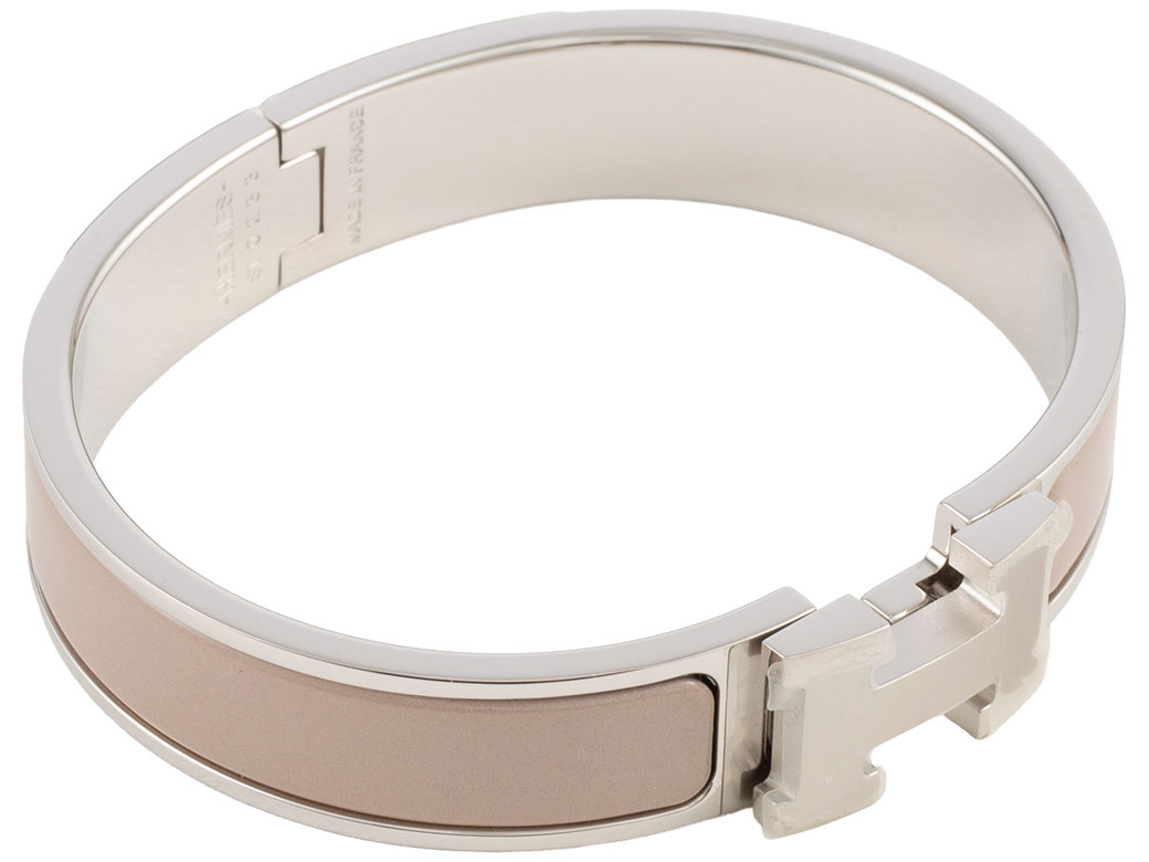 【美品】HERMES クリックHバングル マロングラッセ×シルバー 袋・箱付き HERMES（エルメス） エナメル ブレスレット クリックH バングル