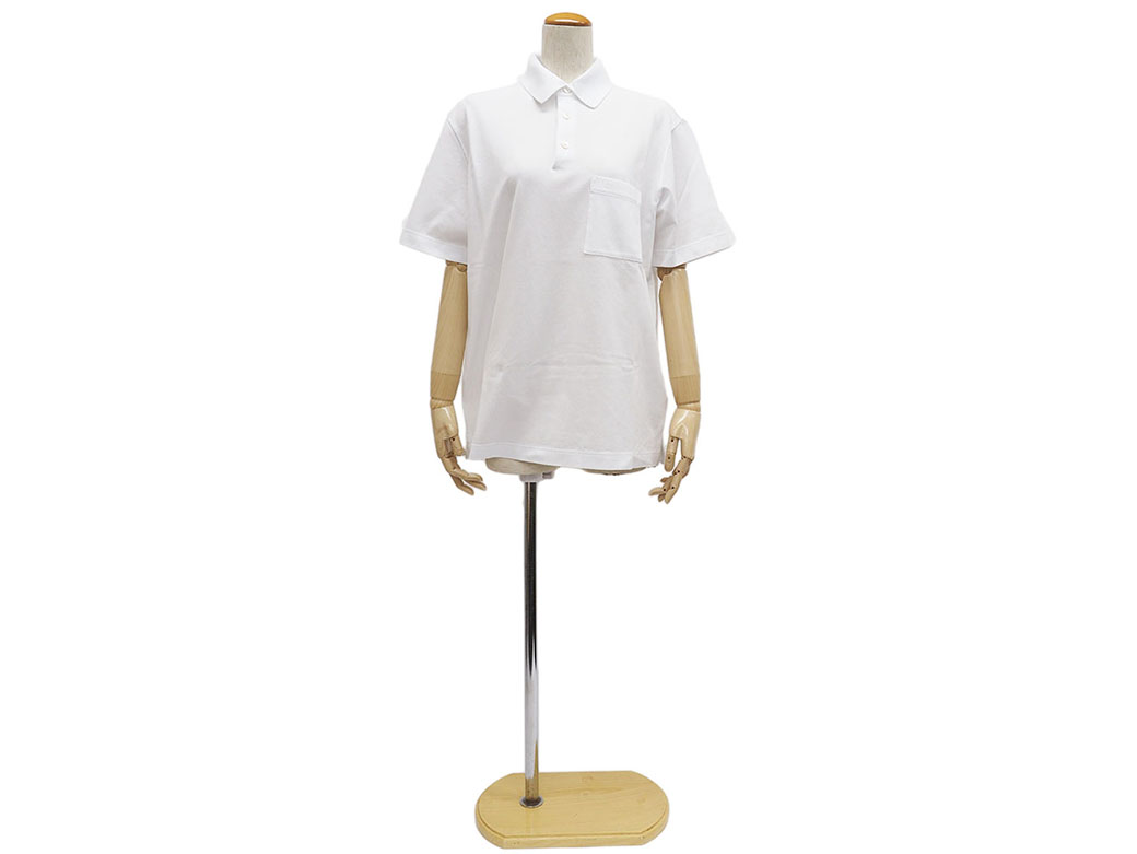 エルメス ポロシャツ ボタン付 H刺繍 白 ホワイト H072325HA90SM