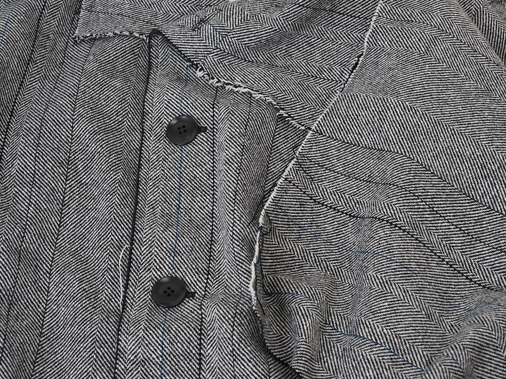 ワイズ ヘリンボーン ストライプ ウールコート グレー YJ-C11-110-01