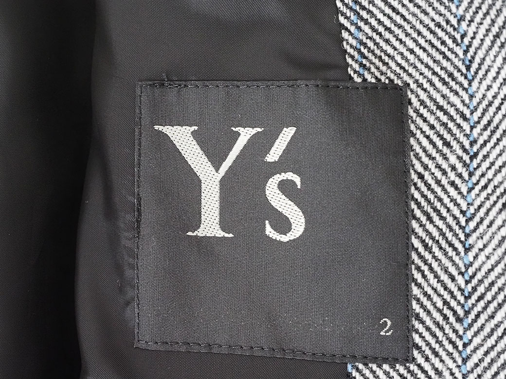 ワイズ ヘリンボーン ストライプ ウールコート グレー YJ-C11-110-01