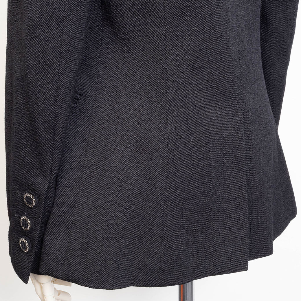 シャネル ウールジャケット P75461V67226 ブラック 34 レディース ベロアボタン ラインストーン CHANEL 中古の画像