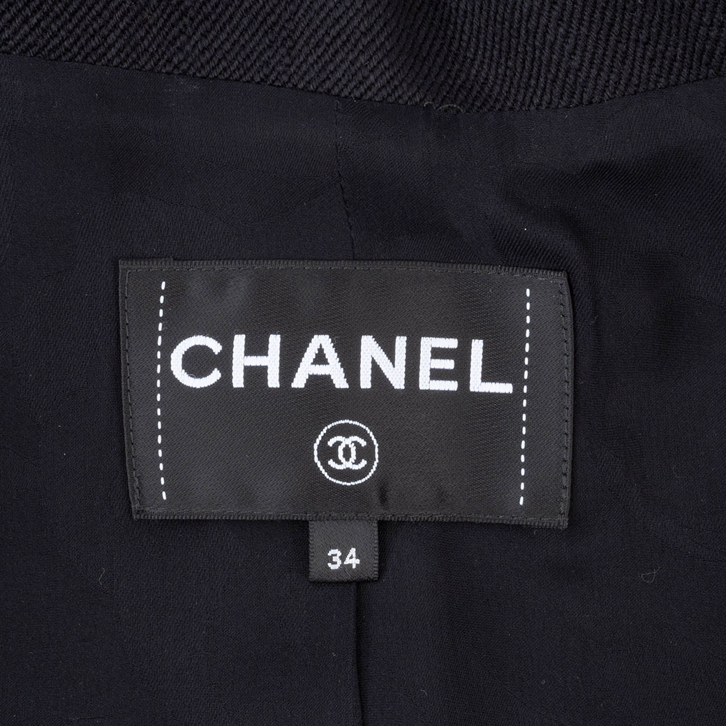 シャネル ウールジャケット P75461V67226 ブラック 34 レディース ベロアボタン ラインストーン CHANEL 中古の画像