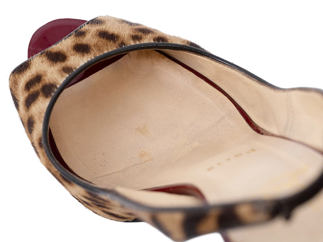 クリスチャンルブタン ハラコ レオパード バックストラップ サンダル 38(24.5cm) ベージュxボルドー レディース Christian Louboutin  中古 |  | 09