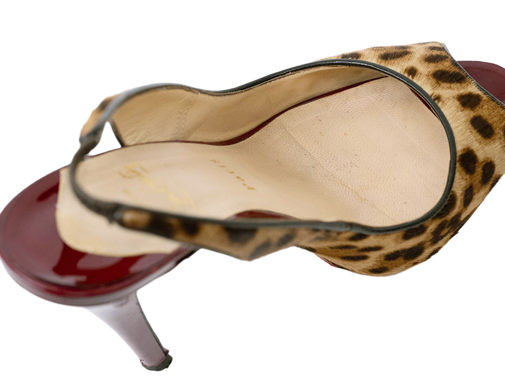 クリスチャンルブタン ハラコ レオパード バックストラップ サンダル 38(24.5cm) ベージュxボルドー レディース Christian Louboutin  中古 |  | 11