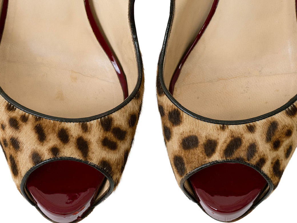 クリスチャンルブタン ハラコ レオパード バックストラップ サンダル 38(24.5cm) ベージュxボルドー レディース Christian Louboutin  中古 |  | 02