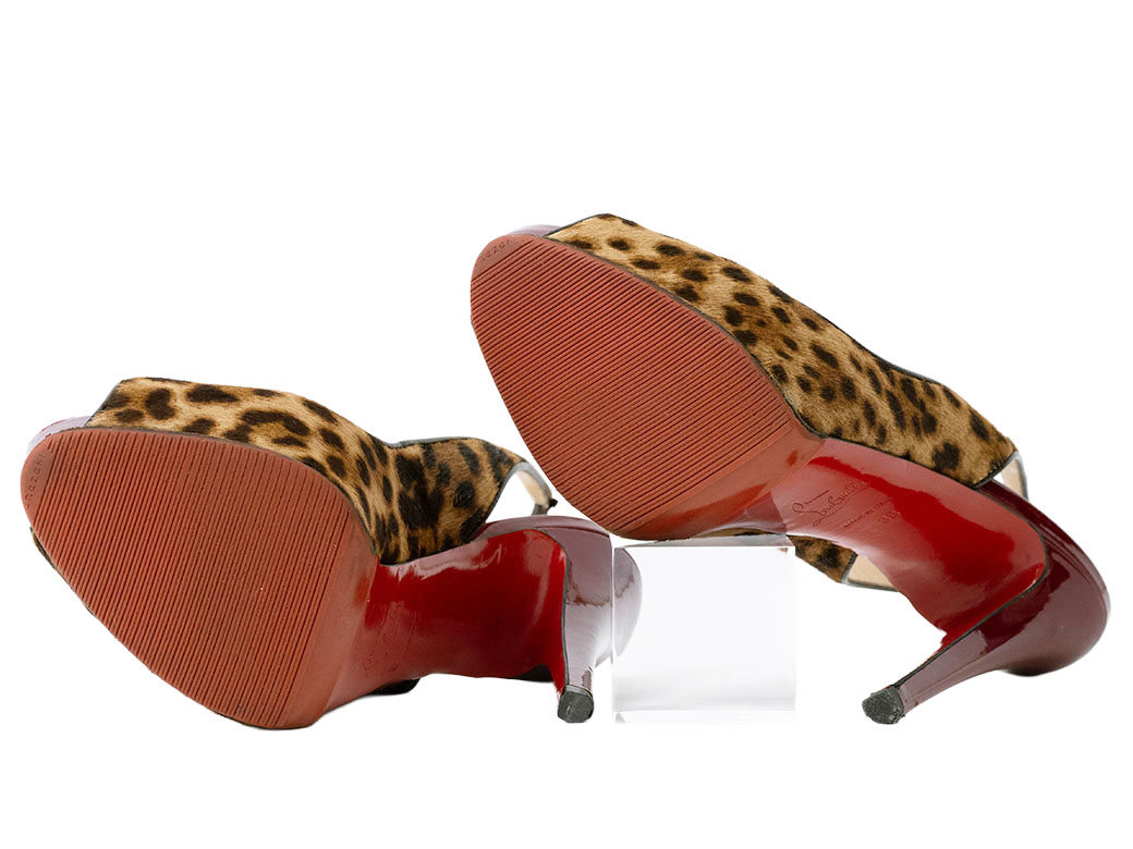 クリスチャンルブタン ハラコ レオパード バックストラップ サンダル 38(24.5cm) ベージュxボルドー レディース Christian Louboutin  中古 |  | 04
