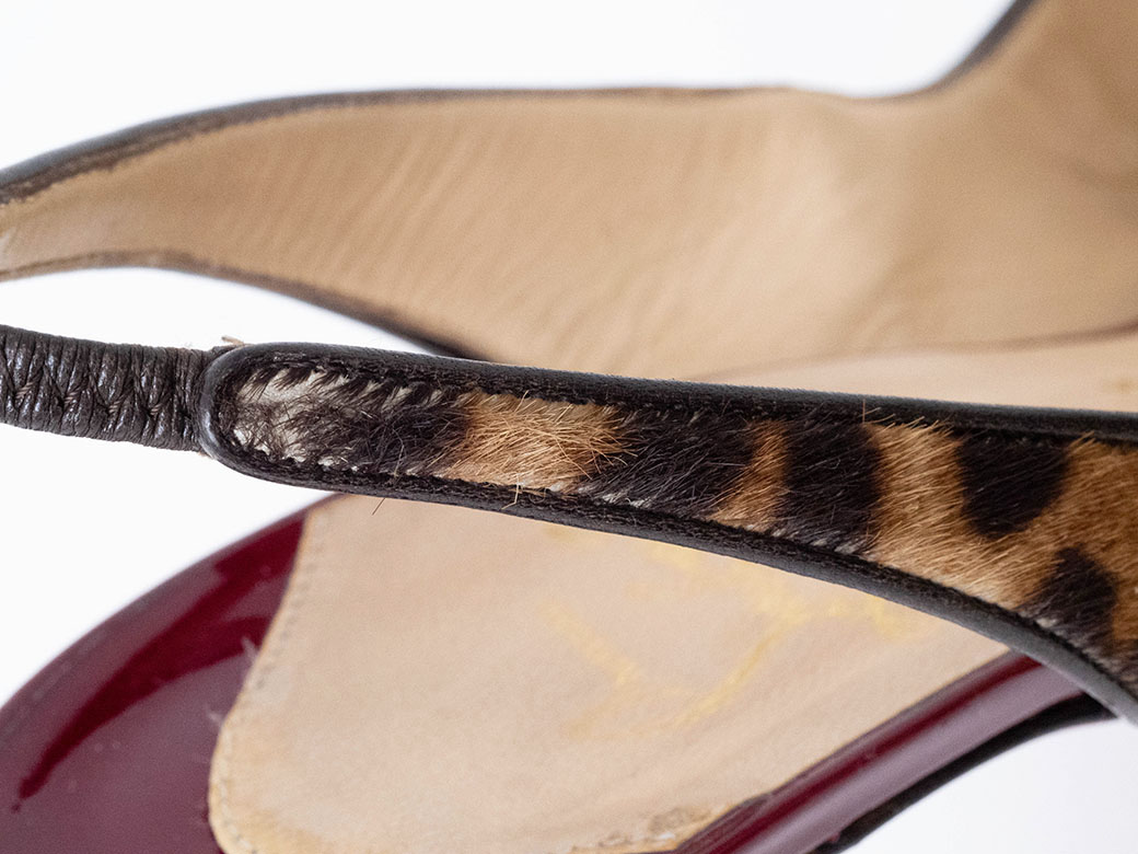 クリスチャンルブタン ハラコ レオパード バックストラップ サンダル 38(24.5cm) ベージュxボルドー レディース Christian Louboutin  中古 |  | 08