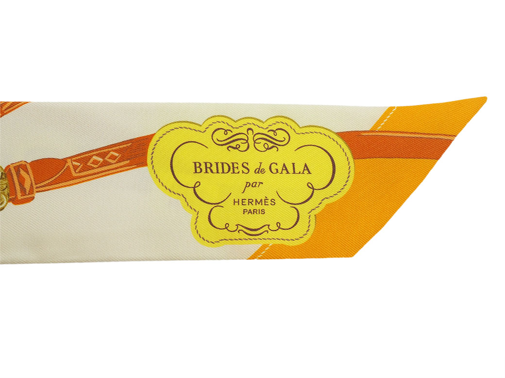 正規品の通販 エルメス ツイリー スカーフ ブリッド・ドゥガラ アップリケ ピケ クリーム オレンジ H063940S HERMES 未使用 