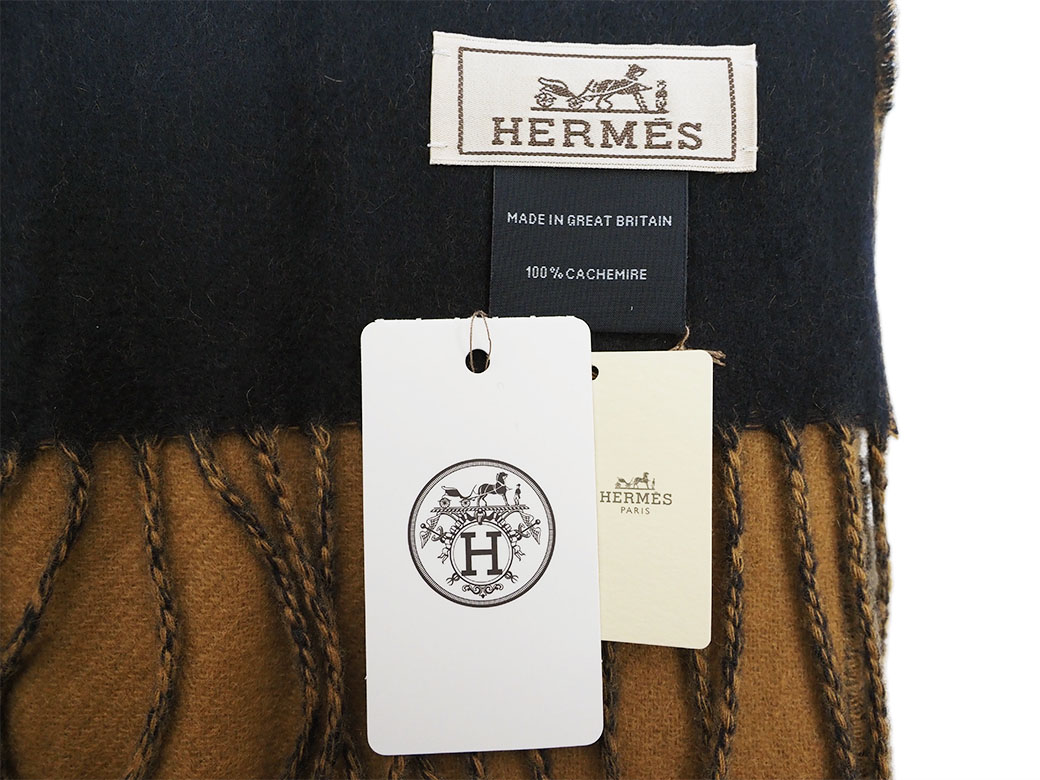 エルメス マフラー レクトヴェルソ キャメル マリン H393800T 06 メンズ HERMES 未使用 中古｜brandshop-uprise｜04