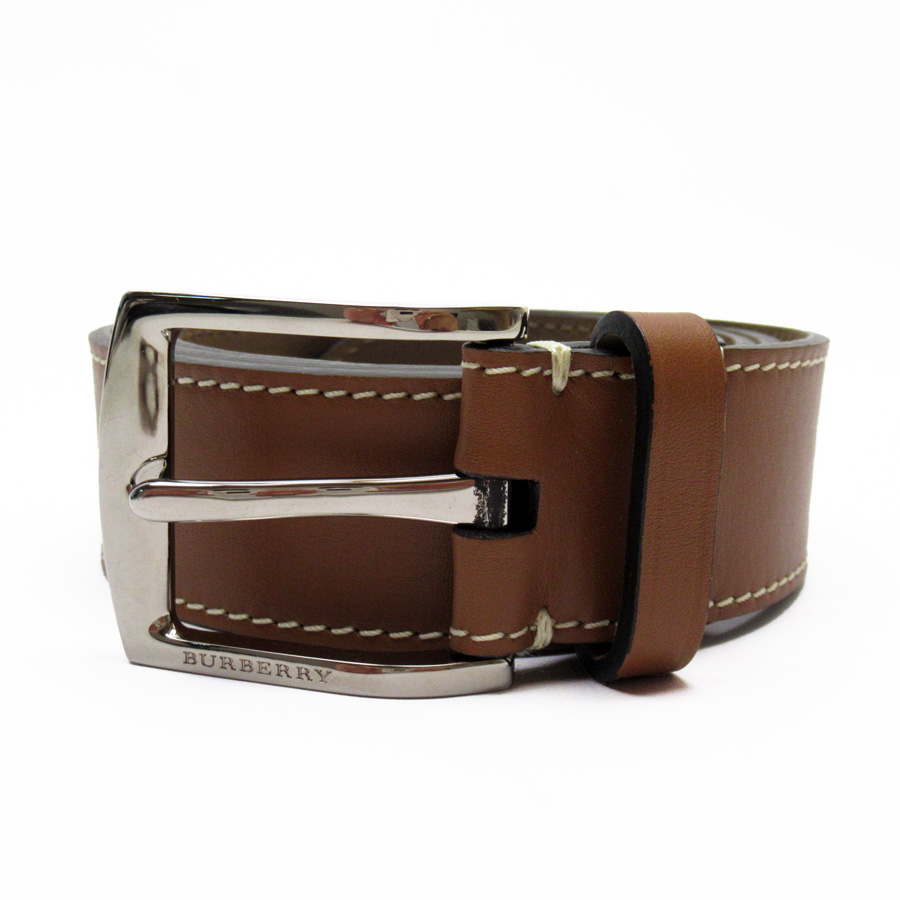 【美品】BURBERRY バーバリー ベルト シルバー ブラウン レザー 美品】BURBERRY バーバリー ベルト シルバー ブラウン レザー
