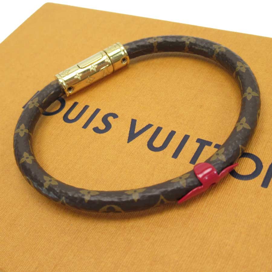 ルイヴィトン Louis Vuitton ブレスレット モノグラム ブラスレ モノグラムキャンバス 定番人気 大人気 ブラウンxレッドxゴールド コンフィデンシャル