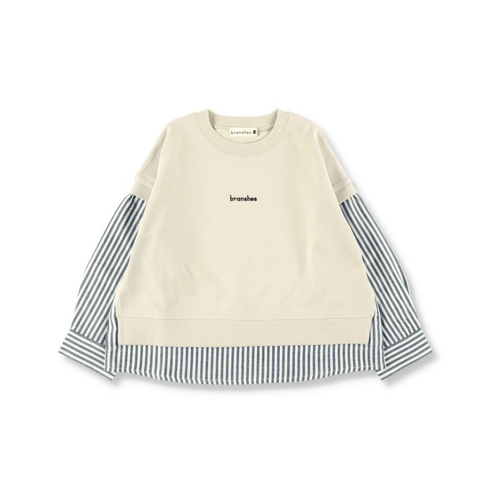 子供服 子供服 異素材使いのシャツＴシャツ(ストライプ柄) 男の子 ボーイズ トップス 長袖Tシャツ...