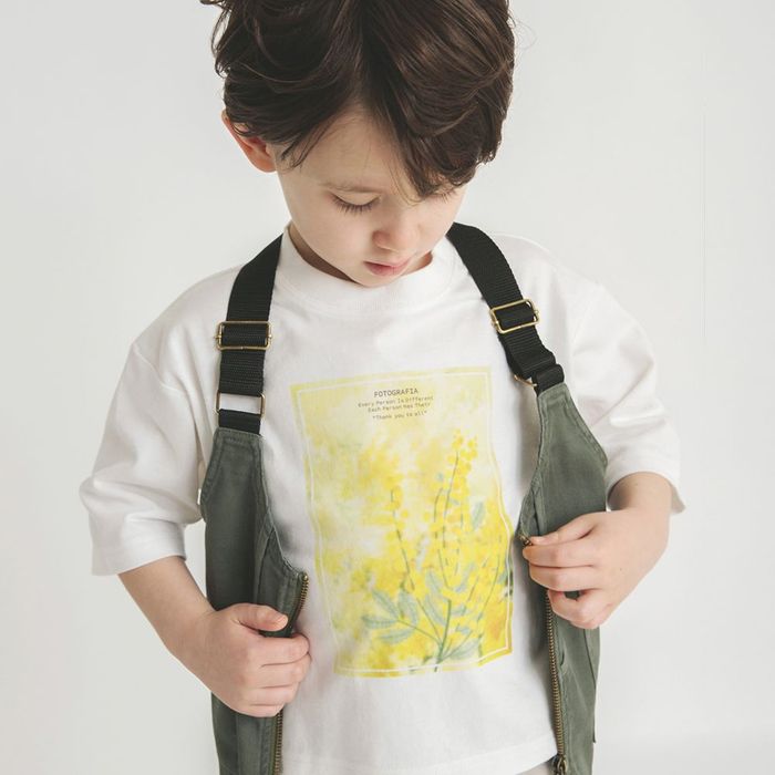 SALE】【リンク/おそろい】ミモザプリント5分袖Tシャツ 男の子 