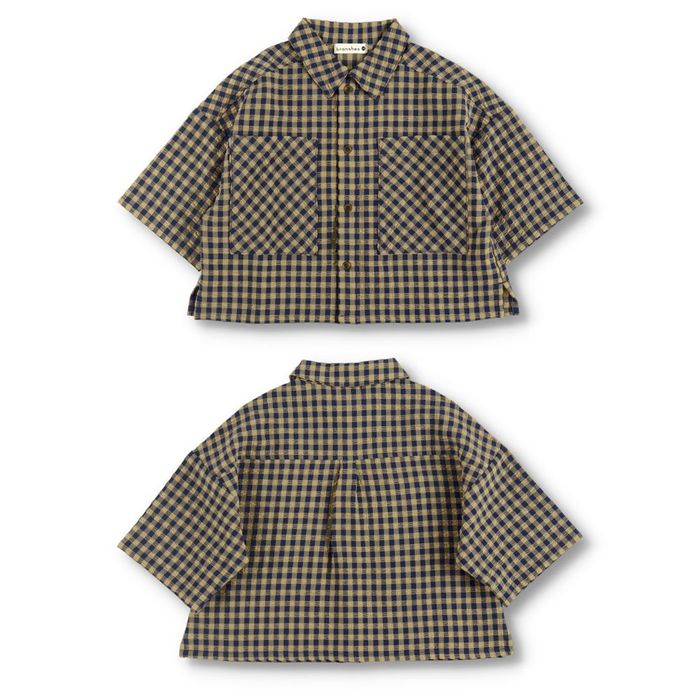 ブランシェス　おそろい　チェック　ギンガム　ブラック　90 セットアップ フォーマル】ギンガムチェックシャツ ｜子供服&ベビー服