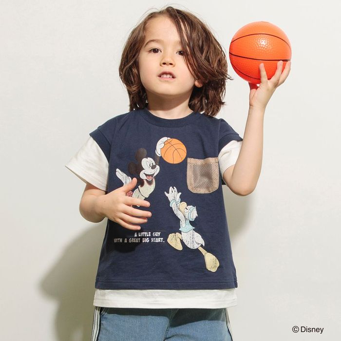 【Disney/ディズニー】スポーツグラフィック重ね着風半袖Tシャツ 男の子 子ども服 ベビー ジュ...