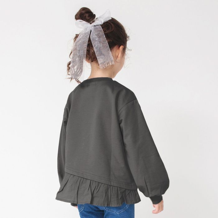 子供服 WEB限定 裾フリルトレーナー 長袖 ロンT ロングTシャツ クルーネック カットソー トップス 無地 シンプル 女の子 ガールズ  :12-2604-501:BRANSHES 通販 