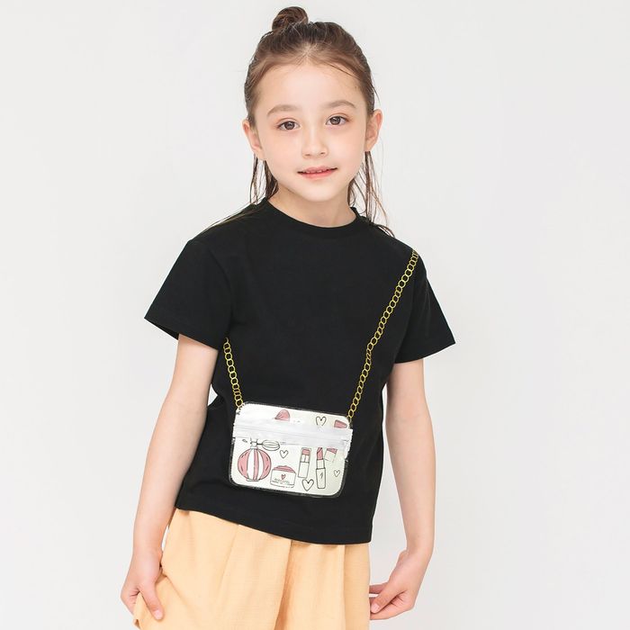 半袖モチーフTシャツ 半袖 カットソー クルーネックトップス プリント ロゴ ワンポイント 女の子 ...