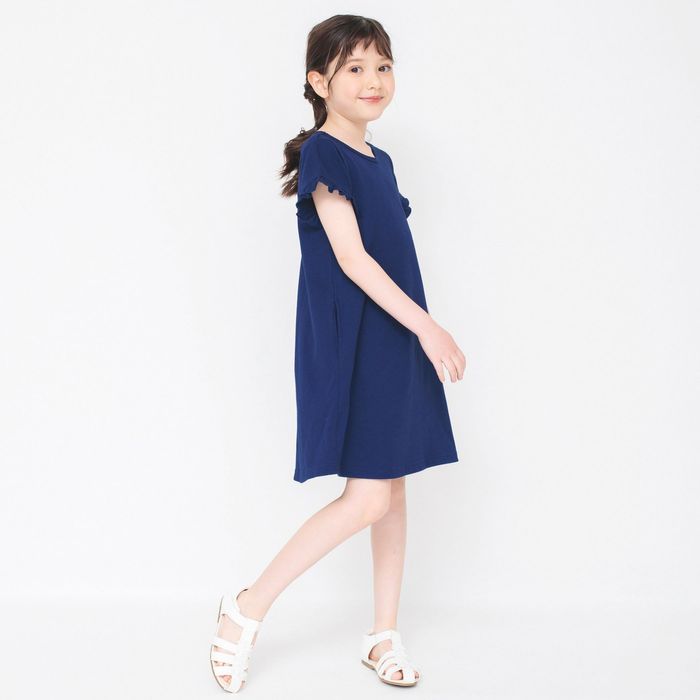 バックリボンワンピース カットソー 無地 シンプル 女の子 ガールズ 子供服 子ども服 ベビー キッ...