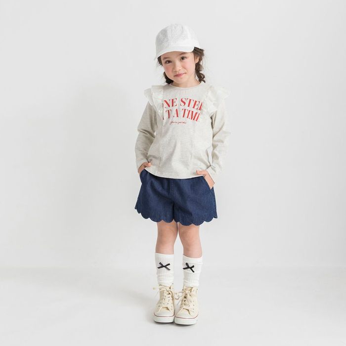 肩フリル長袖Tシャツの詳細画像2