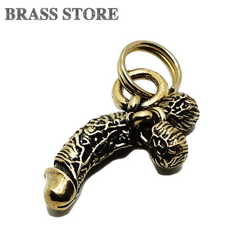 真鍮 キーホルダー（ペニス）男性器 陰茎 ブラス 睾丸 金玉 奇祭 男根
