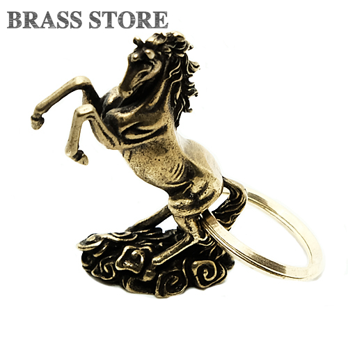 真鍮 馬 キーホルダー（上がり馬）フィギュア 騰馬 暴れ馬 跳ね馬 駻馬