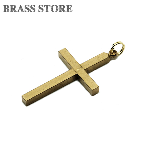 二重カン付き 真鍮製 十字架 クロスチャーム / brass キーリング ネックレス ブラス ペンダントトップ メンズ キリスト ロザリオ キリスト｜brass-store｜05