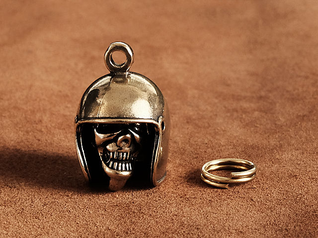 真鍮 キーホルダー（スカル ヘルメット）バイカー バイク ガーディアン