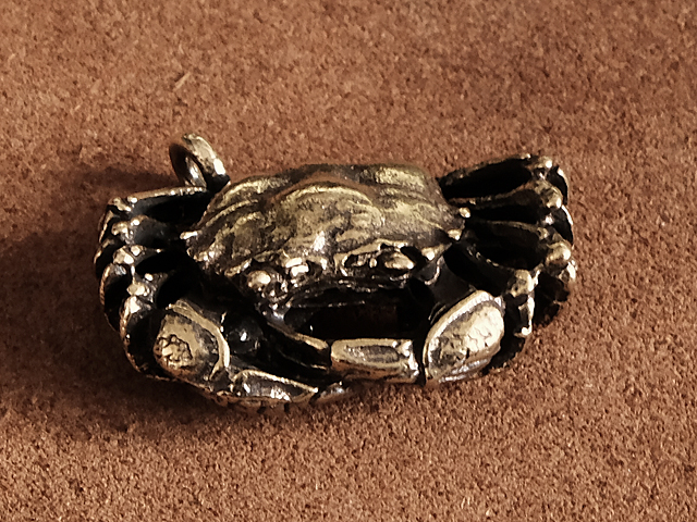 真鍮 蟹 キーホルダー（ミニサイズ 背面リング）カニ 星座 かに座 キー