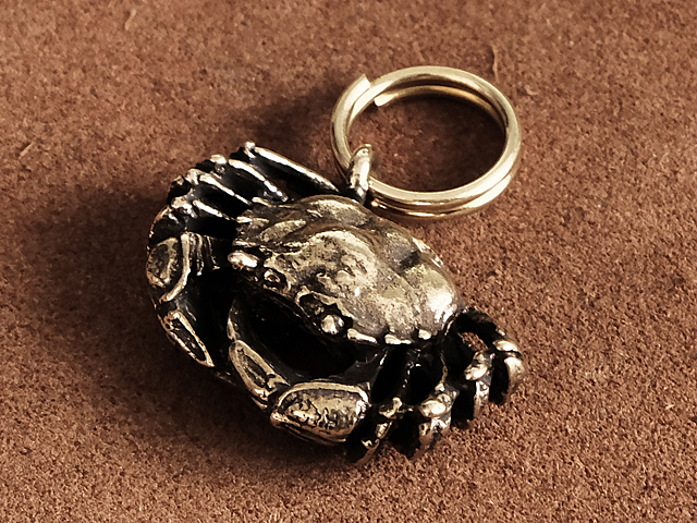 真鍮 蟹 キーホルダー（ミニサイズ 背面リング）カニ 星座 かに座 キー